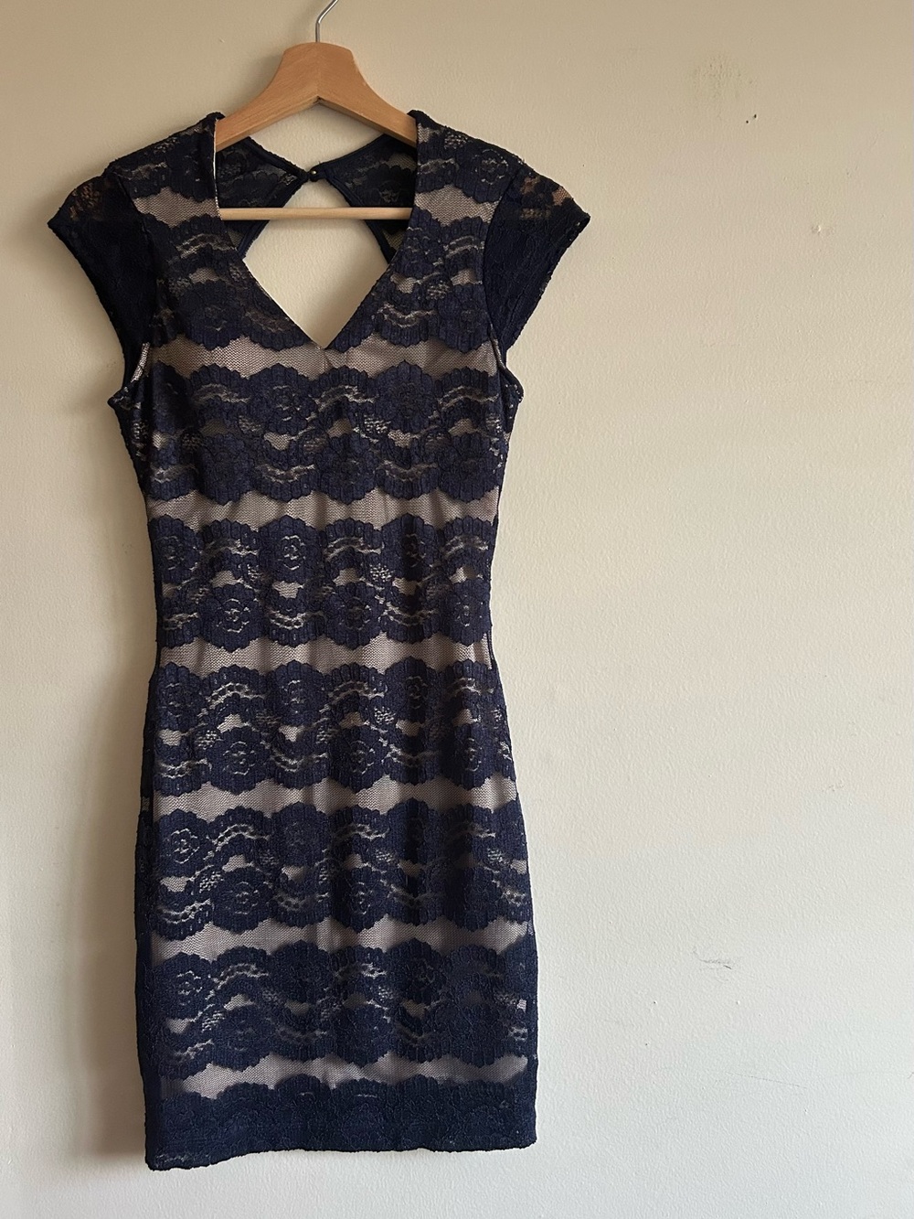 ALLOY Navy Lace Overlay Mini Dress